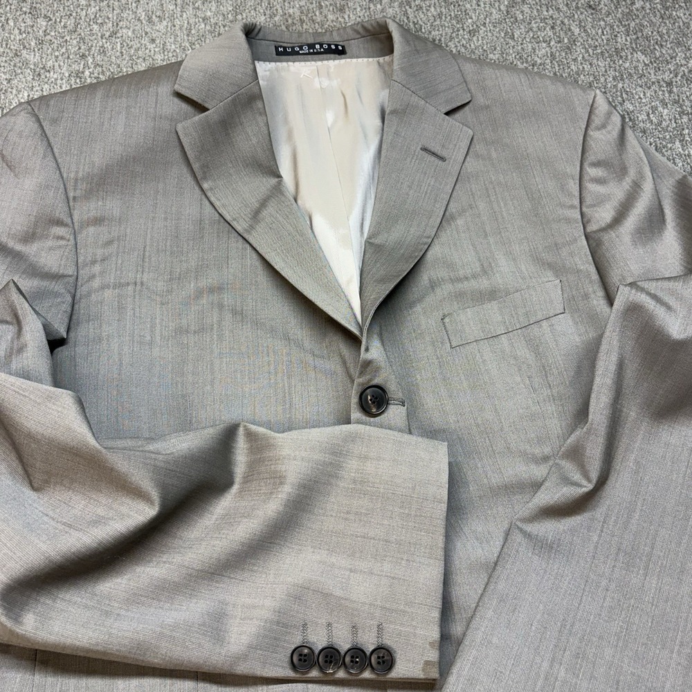 Hugo Boss Blazer Sport Suit Coat Jacket Men's 42R Super 100 Wool Gray